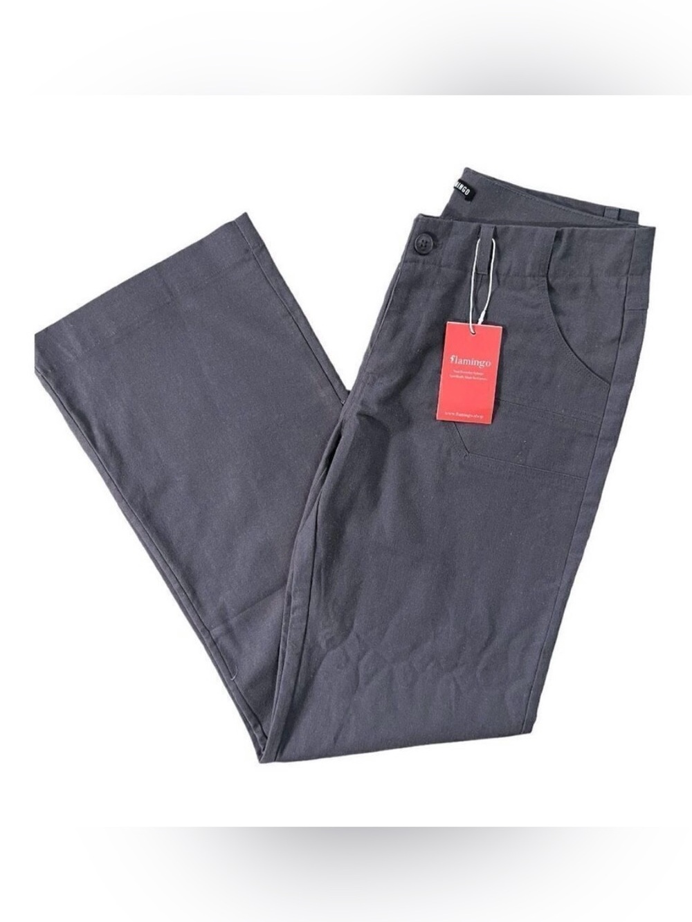 Flamingo Rugged Gray Nubby Straight Leg Pant Sz 4-6 Small New